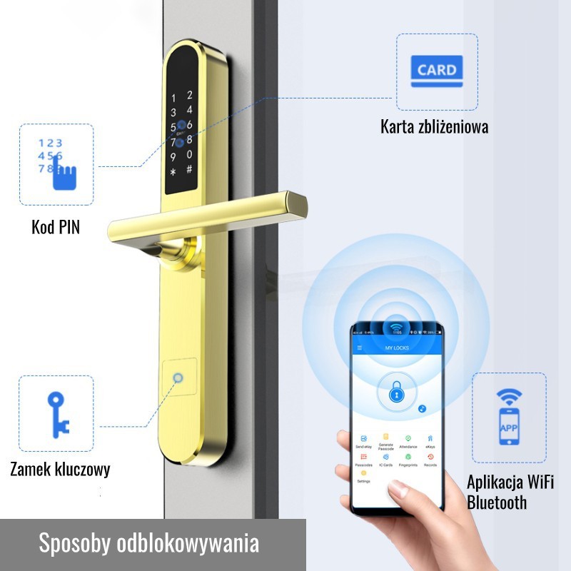 Zamek elektroniczny do drzwi Smart Door Lock Premium DR33 Gold